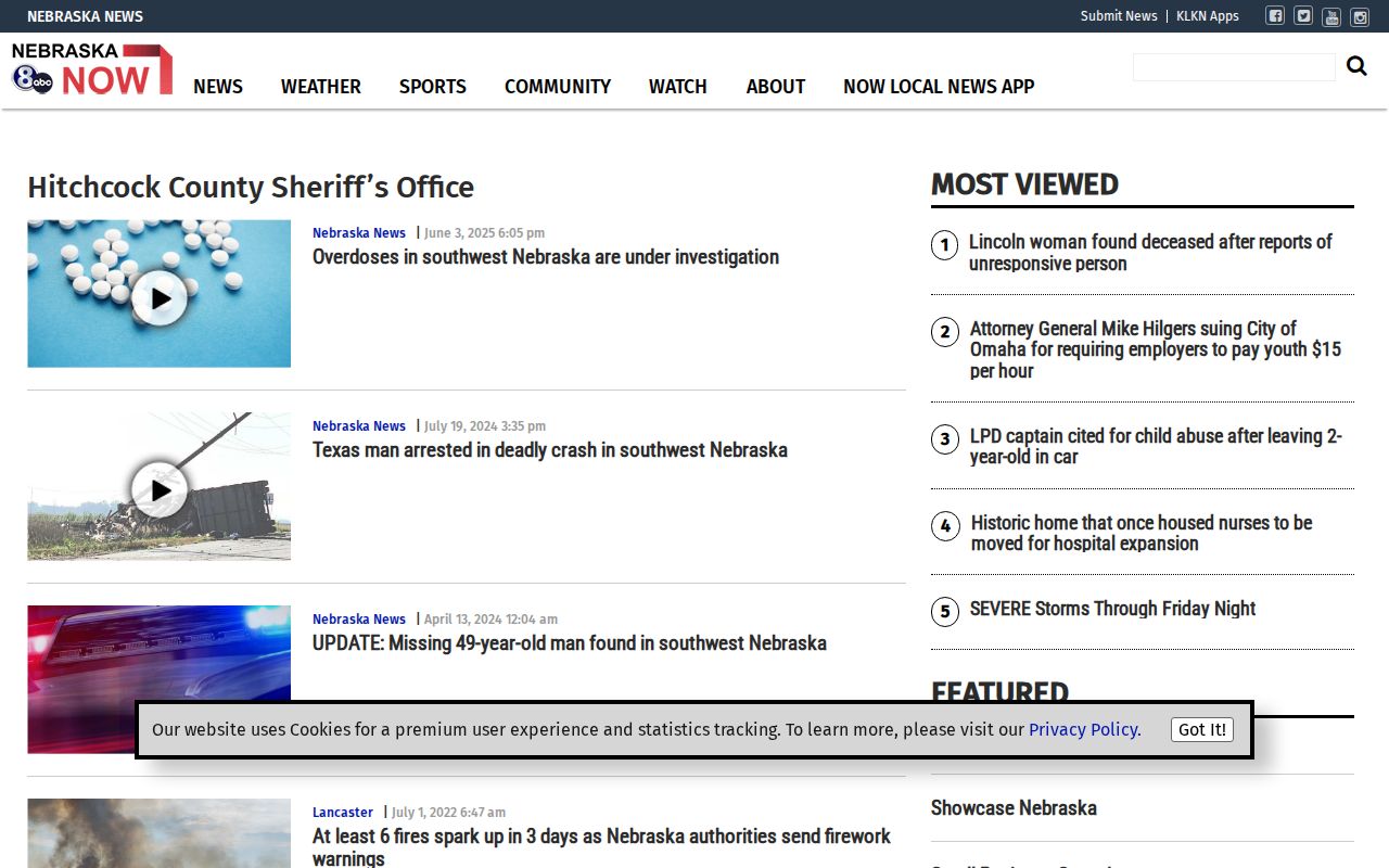 Hitchcock County booking-record news archive from KLKN